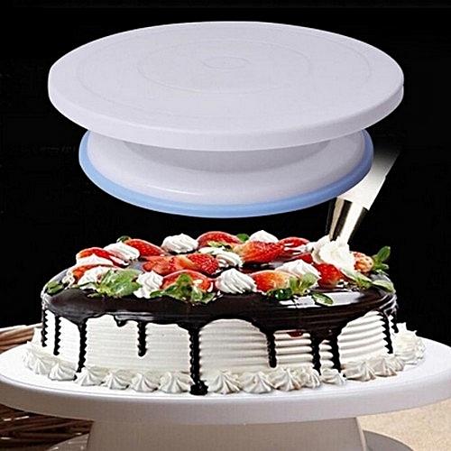Generic 11 Inch Plastic Cake Turntable Rotating Stand (WHITE)