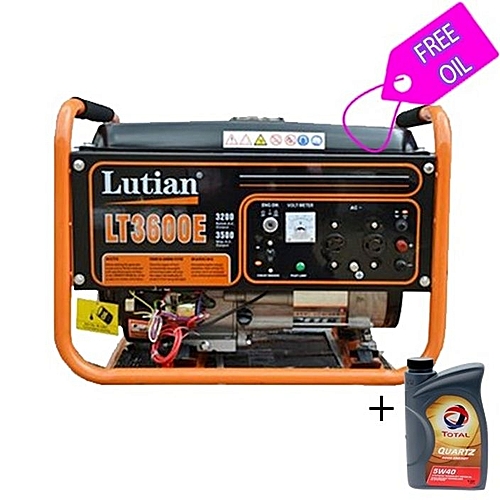 Lutian 3,5 KVA Generator With Key Starter - LT3600E + Free 1Liter Oil