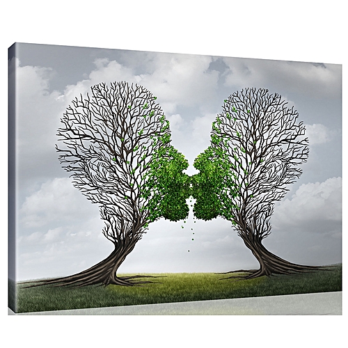Generic Green LOVE Kiss Tree Abstract Canvas Painting Print Home Room Wall Picture Decor-Grey+Green