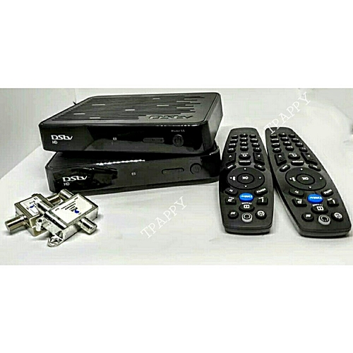 Dstv 2 HD Decoders+ Dish Kit +50M Cables+2way LNB For Extra View + 1 Month Compact Subscription(Pay One Watch Two)