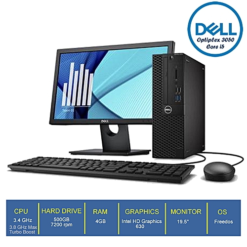 Dell Optiplex 3050-3 Mini Tower Desktop Core I5 4GB/500GB HDD + 19.5'' Monitor (FREEDOS)