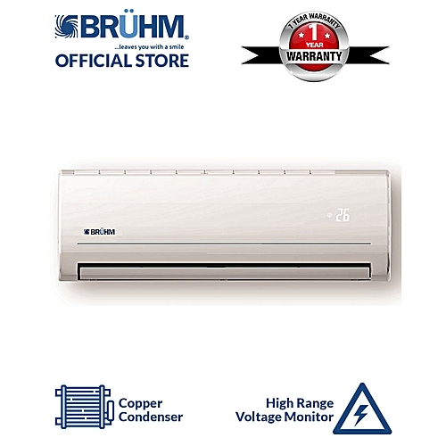 Bruhm 1.5HP Split Air Conditioner + Installation Kit.