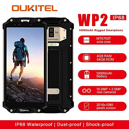 Oukitel OUKITEL WP2 IP68 Waterproof Dust Shock Proof Mobile Phone 4GB 64GB Octa Core 6.0" 18:9 10000mAh Fingerprint Smartphone