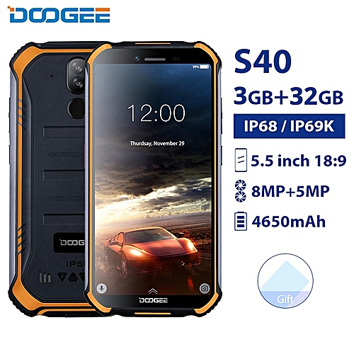 Doogee DOOGEE S40 3GB 32GB IP68/IP69K Waterproof Smartphone MTK6739 Quad Core 5.5''4650mAh 8.0MP 4G Android 9.0 Mobile Phone