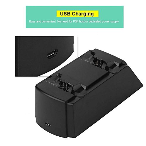 Generic 2 In 1 USB Dok Pengisian Ganda Tempat CAS Ulang Charger Untuk PS4 Menangani Dengan Lampu LED