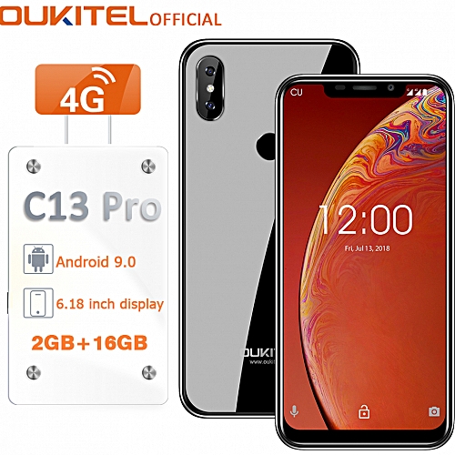 Oukitel C13 Pro 4G 6.18-Inch(2GB RAM 16GB ROM),Android 9.0,(8MP + 2MP) + 5MP Smartphone EU - Black