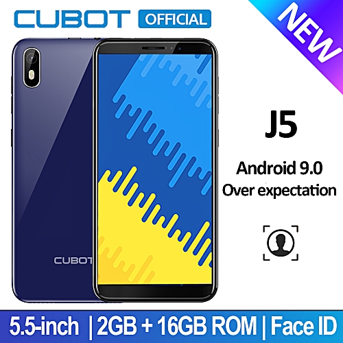 Cubot J5 5.5-inch (2GB,16GB ROM) Android 9.0 Face ID 3G Smartphone - Blue