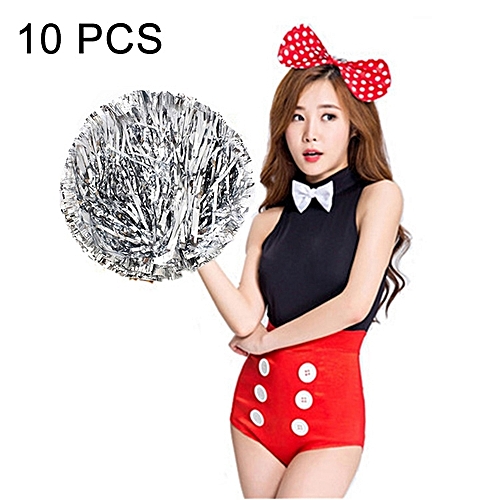 Sunsky 10 PCS Square Dance Aerobics Cheerleading Ball Hand Flower Bouquet, Ribbon Length: 25cm (Silver)