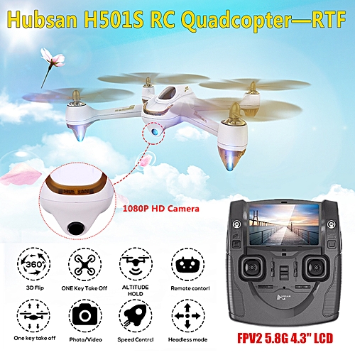 Hubsan H501S X4 5.8G FPV Brushless With 1080P HD Camera GPS RC Drone Quadcopter RTF White
