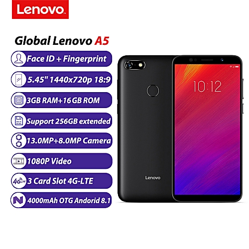 Lenovo A5 5.45-Inch HD (3GB,16GB ROM) 13MP + 8MP Fingerprint 4G LTE Smartphone (Global Version)